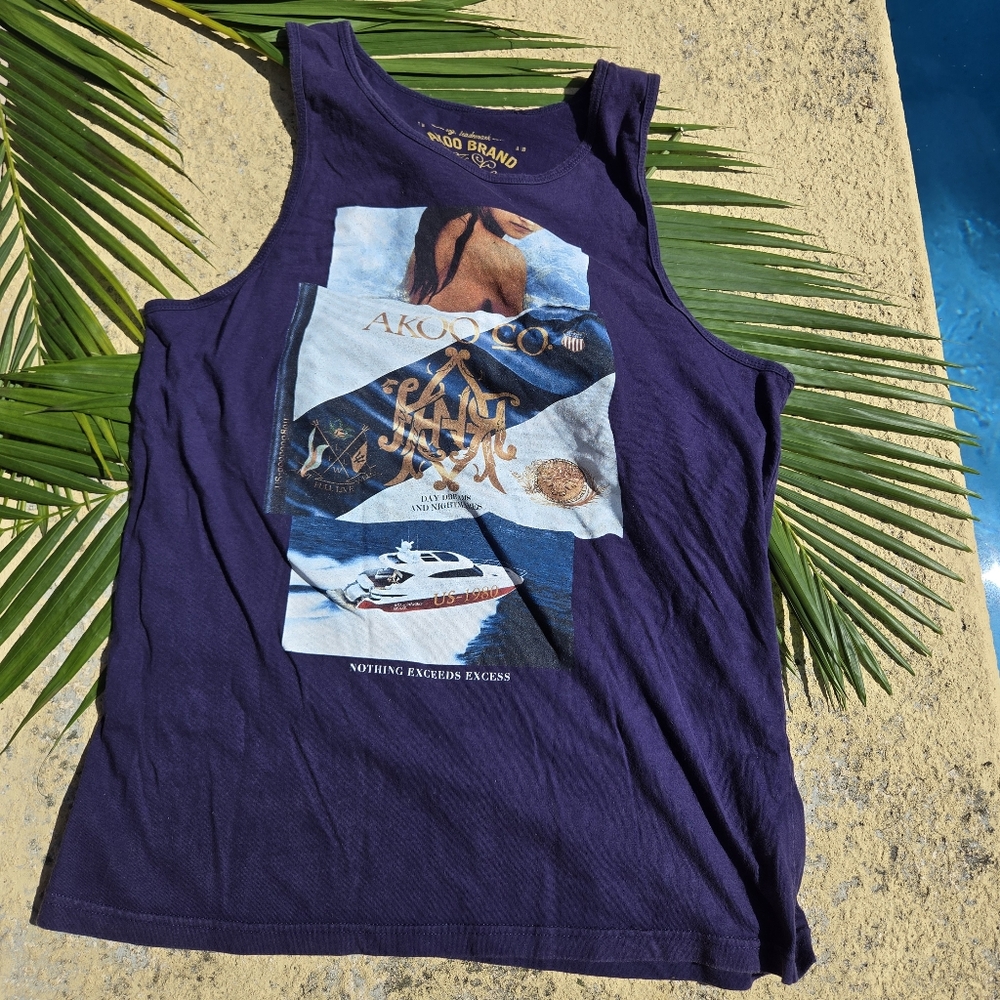 Akoo Men's Navy Graphic Tank Top